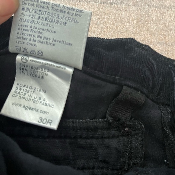[30RIns27”]AG Moto Stevie Ankle Mid-Rise Slim Straight Black Corduroy - Picture 6 of 9